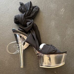 Public Desire Black and Clear Platform Heels